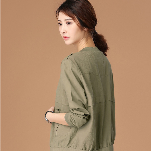 Тънко есенно яке за дамите в семпъл дизайн в зелен и розов цвят