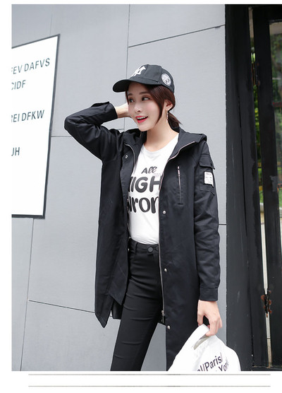 Κομψό μακρύ γυναικείο παλτό με κουκούλα σε τρία χρώματα