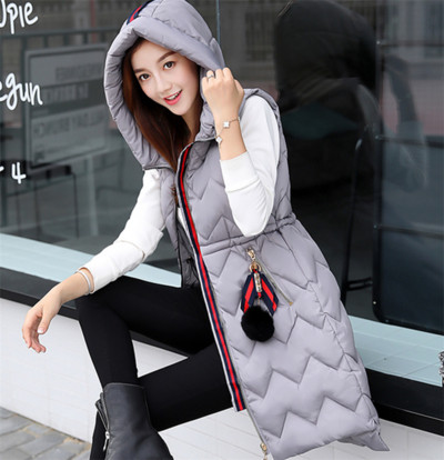 Πολύ κομψό μακρύ γυναικείο γιλέκο  με κουκούλα σε πολλά διαφορετικά χρώματα