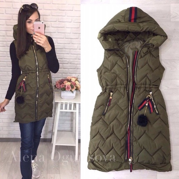 Πολύ κομψό μακρύ γυναικείο γιλέκο  με κουκούλα σε πολλά διαφορετικά χρώματα