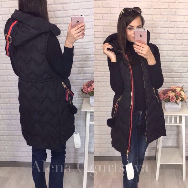 Πολύ κομψό μακρύ γυναικείο γιλέκο  με κουκούλα σε πολλά διαφορετικά χρώματα