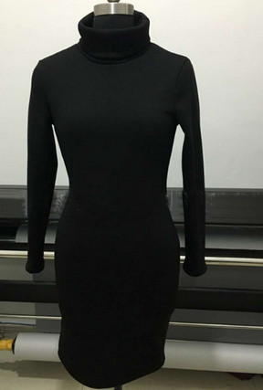 Γυναικείο φόρεμα με μακριά μανίκια και ιμήμισο κολάρο -2 χρώματα