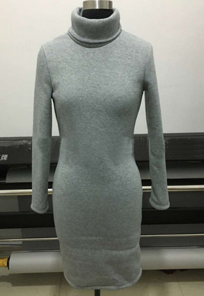 Γυναικείο φόρεμα με μακριά μανίκια και ιμήμισο κολάρο -2 χρώματα