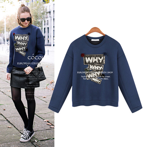 Αθλητικό κομψό γυναικείο πουλόβερ σε μπλε χρώμα