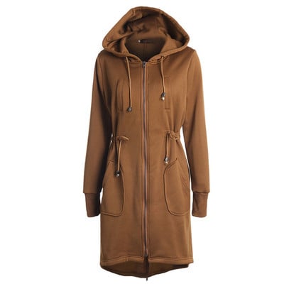 Αθλητικό μακρύ γυναικείο φούτερ με κουκούλα σε διάφορα χρώματα