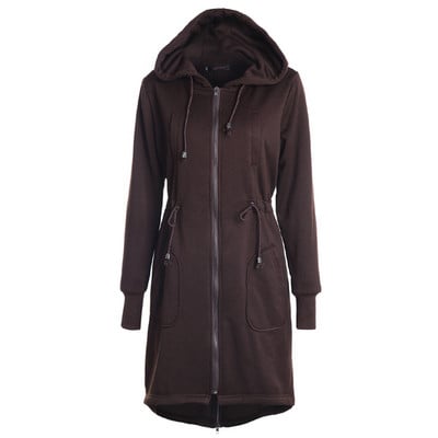 Αθλητικό μακρύ γυναικείο φούτερ με κουκούλα σε διάφορα χρώματα