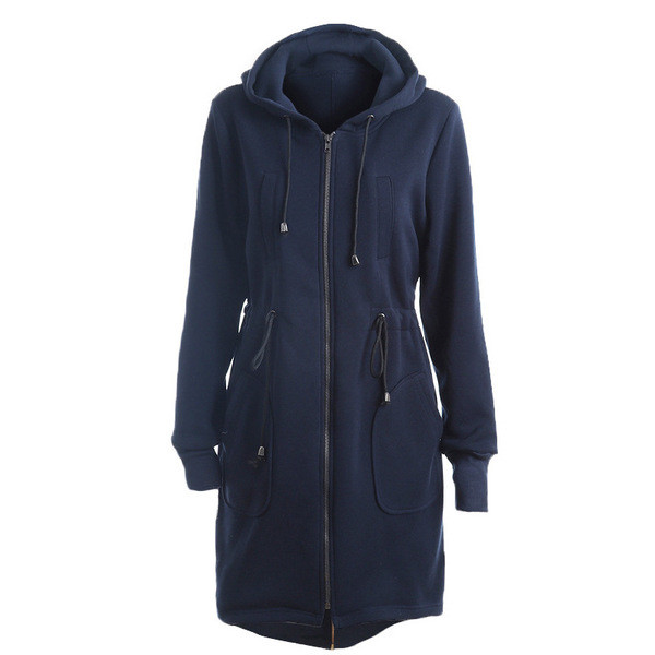 Αθλητικό μακρύ γυναικείο φούτερ με κουκούλα σε διάφορα χρώματα