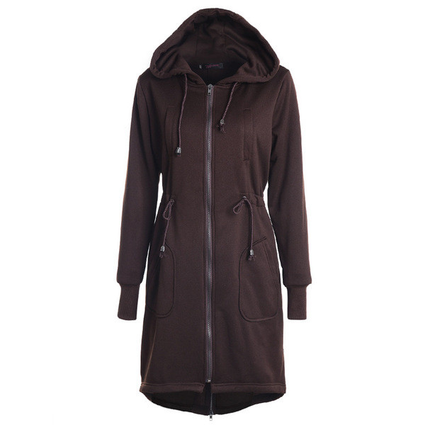 Αθλητικό μακρύ γυναικείο φούτερ με κουκούλα σε διάφορα χρώματα