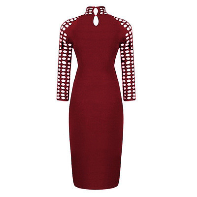 Κομψό γυναικείο φόρεμα με μακρύ μανίκι σε τρία χρώματα