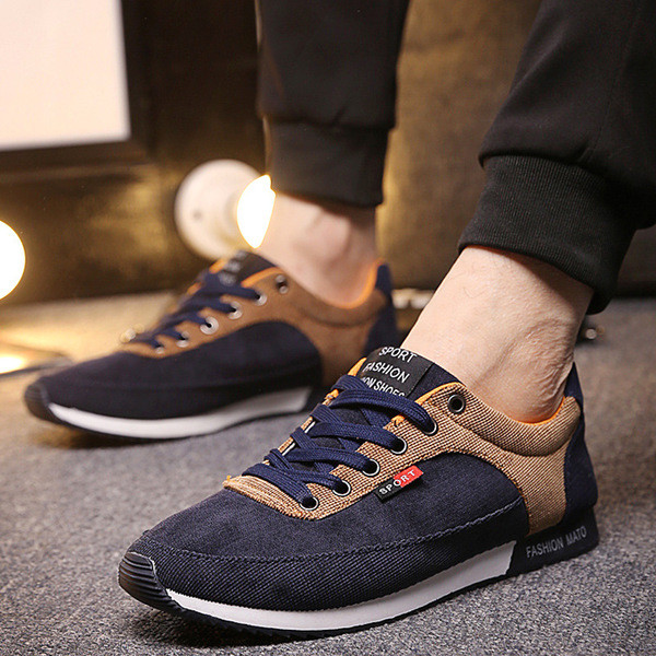 Σπορ-κομψά ανδρικά αθλητικά πάνινα παπούτσια  με άνετη σόλα σε τρία χρώματα