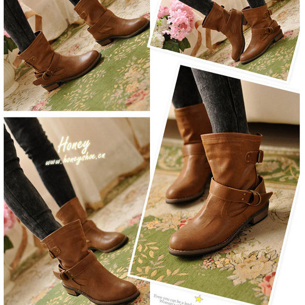 Καθημερινές γυναικείες μπότες σε μαύρο και  καφέ  χρώμα με ελαφρό τακούνι