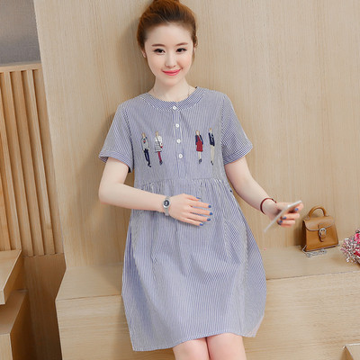 Πουκάμισο με κοντό μανίκι για έγκυες γυναίκες σε δύο χρώματα με κεντήματα