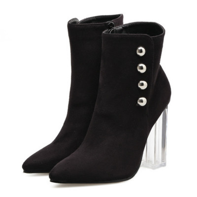 Γυναικείες μπότες με ψηλό διαφανό τακούνι