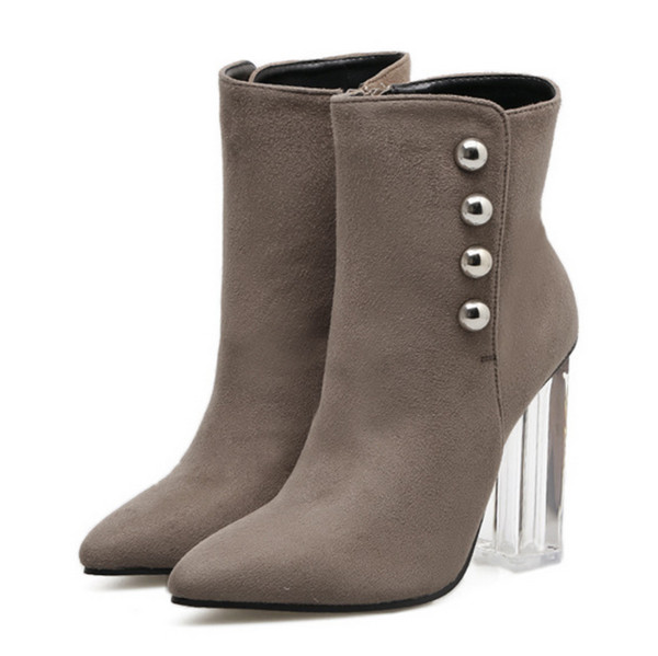 Γυναικείες μπότες με ψηλό διαφανό  τακούνι