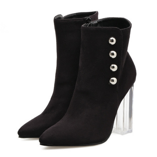 Γυναικείες μπότες με ψηλό διαφανό  τακούνι