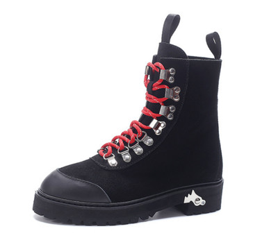 Дамски ежедневни боти с груба неплъзгаща се подметка и кръстосани връзки 