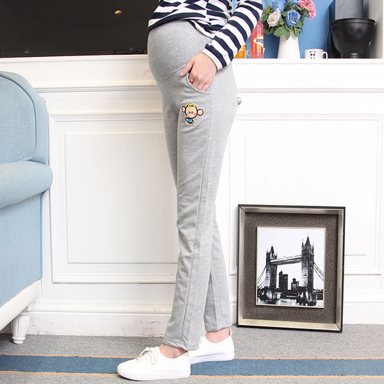 Καθημερινά παντελόνια για εγκύους τύπου Slim με εκτύπωση
