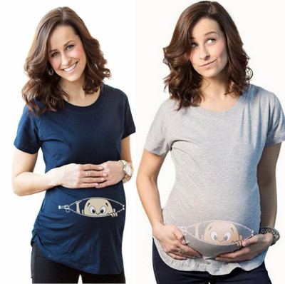 Ежедневна интересна тениска за бременни жени с изображение в няколко цвята