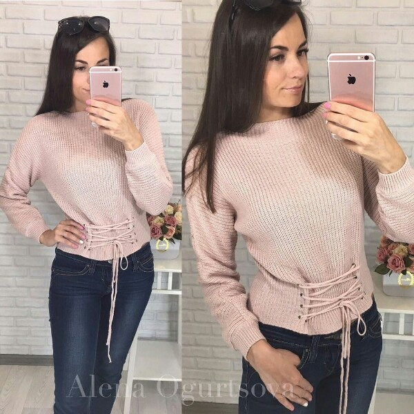 Καθημερινή γυναικεία μπλούζα υψηλής ποιότητας με μακριά μανίκια και  διασταυρούμενα κορδόνια 