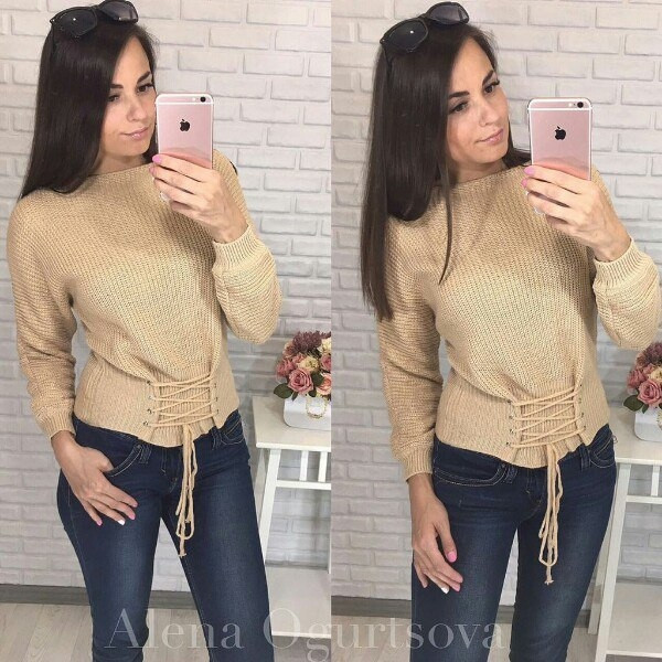 Καθημερινή γυναικεία μπλούζα υψηλής ποιότητας με μακριά μανίκια και  διασταυρούμενα κορδόνια 