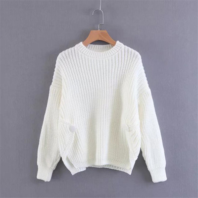 Γυναικείο μάλλινο πουλόβερ με σχήματος Ο κολάρο - 4 χρώματα