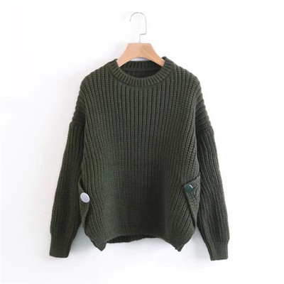 Γυναικείο μάλλινο πουλόβερ με σχήματος Ο κολάρο - 4 χρώματα