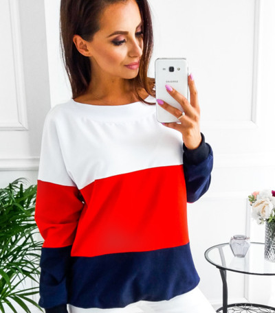 Καθημερινή γυναικεία μπλούζα με κολάρο σε σχήμα O, μακριά μανίκια και πολλά χρώματα