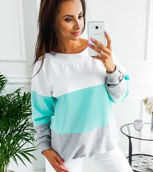 Καθημερινή γυναικεία  μπλούζα με κολάρο σε σχήμα O, μακριά μανίκια και  πολλά χρώματα 