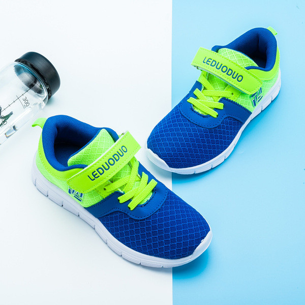 Αθλητικά casual παιδικά παπούτσια για αγόρια σε μπλε και πορτοκαλί χρώμα με λουράκια βελκρό