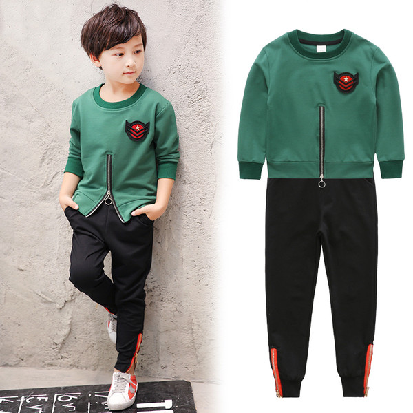 Παιδικό σύνολο για αγόρια - μπλούζα με φερμουάρ + παντελόνι