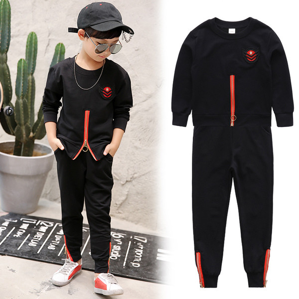 Παιδικό σύνολο για αγόρια - μπλούζα με φερμουάρ + παντελόνι