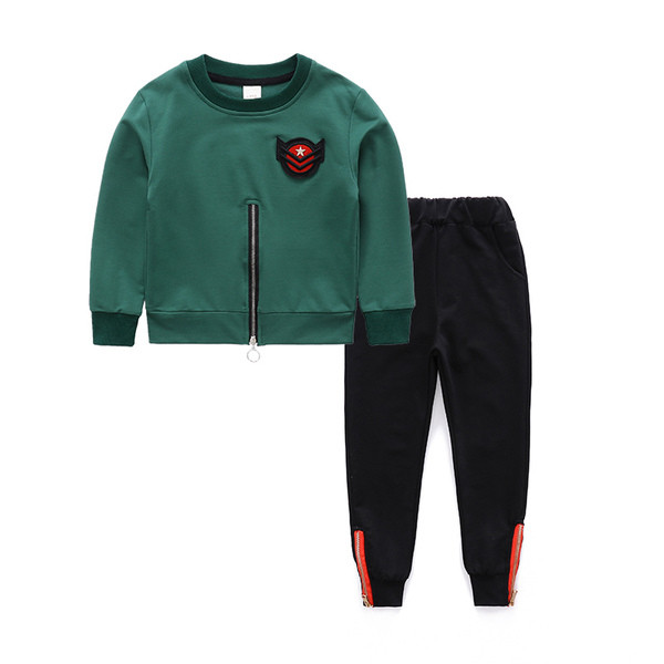 Παιδικό σύνολο για αγόρια - μπλούζα με φερμουάρ + παντελόνι