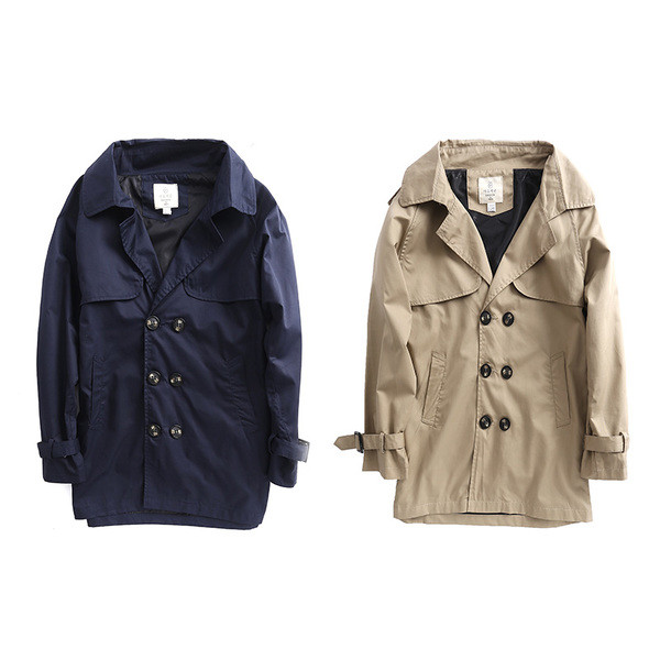 Стилно детско палто за момчета в син и бежов цвят