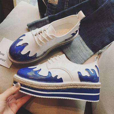 Ретро дамски обувки с висока платформа в три разцветки, подходящи за ежедневие