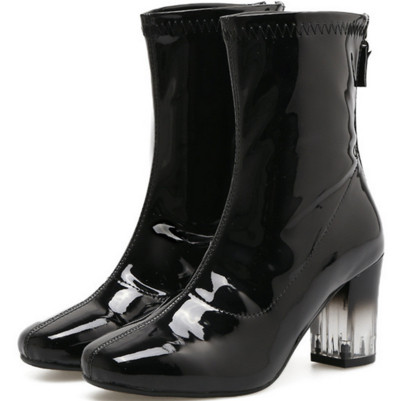 Καθημερινές γυναικείες μπότες παχύ τακούνι σε 2 χρώματα