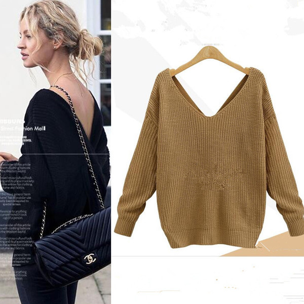 Много интересен дамски пуловер с V-образно деколте,няколко модела