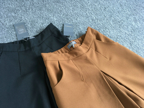 Дамски много стилен панталон с висока талия и широки крачоли в черен и кафяв цвят