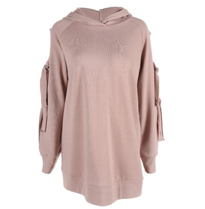 Πολύ κομψό γυναικείο φούτερ με κουκούλα σε ροζ μωρό χρώμα