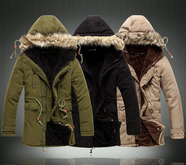 Κομψό ανδρικό χειμωνιάτικο μπουφάν με κουκούλα και χνούδι σε τέσσερα χρώματα