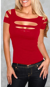 Дамска слим тениска с къс ръкав в два цвята