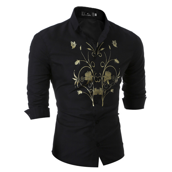 Μοντέρνο βαμβακερό ανδρικό πουκάμισο  με floral μοτίβα