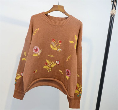 Πολύ κομψό και μοντέρνο γυναικείο πουλόβερ  σε ριγέ floral μοτίβα - 3 χρώματα