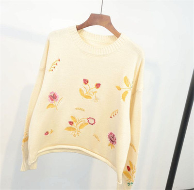 Πολύ κομψό και μοντέρνο γυναικείο πουλόβερ  σε ριγέ floral μοτίβα - 3 χρώματα