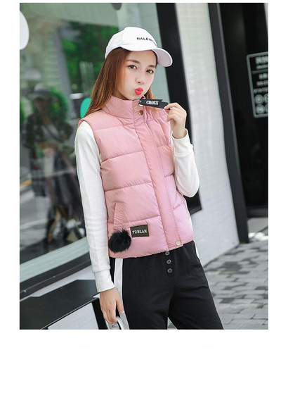 Изчистен есенно-зимен мек дамски елек с висока яка в 4 цвята