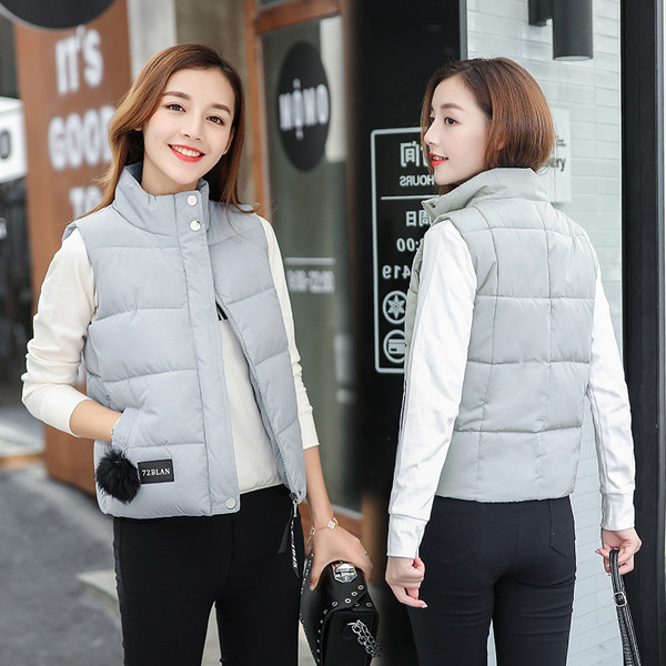 Изчистен есенно-зимен мек дамски елек с висока яка в 4 цвята