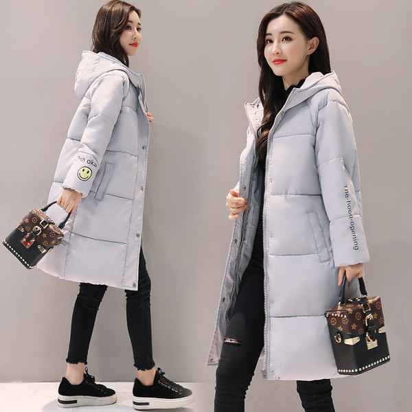 Μακρύ γυναικείο μπουφάν με εφαρμογή χαμόγελου σε διαφορετικά χρώματα