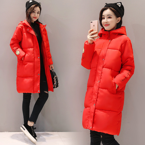 Μακρύ γυναικείο μπουφάν με εφαρμογή χαμόγελου σε διαφορετικά χρώματα