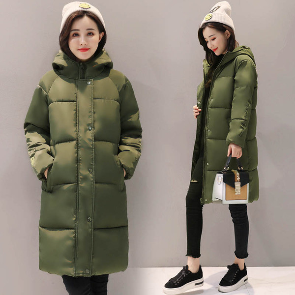 Μακρύ γυναικείο μπουφάν με εφαρμογή χαμόγελου σε διαφορετικά χρώματα