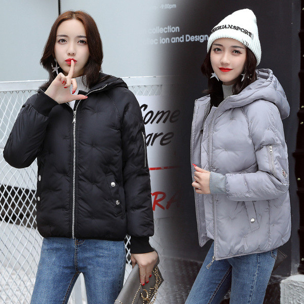 Χειμερινό χοντρό γυναικείο μπουφάν με  κολάρο σε διάφορα χρώματα