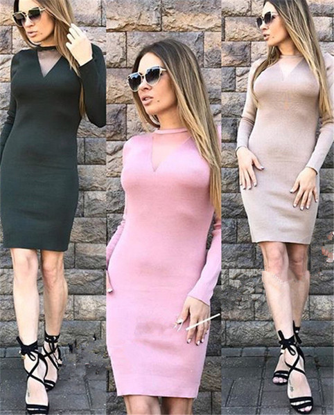 Дамска рокля с V-образно деколте и дълъг ръкав,подходяща за всеки повод